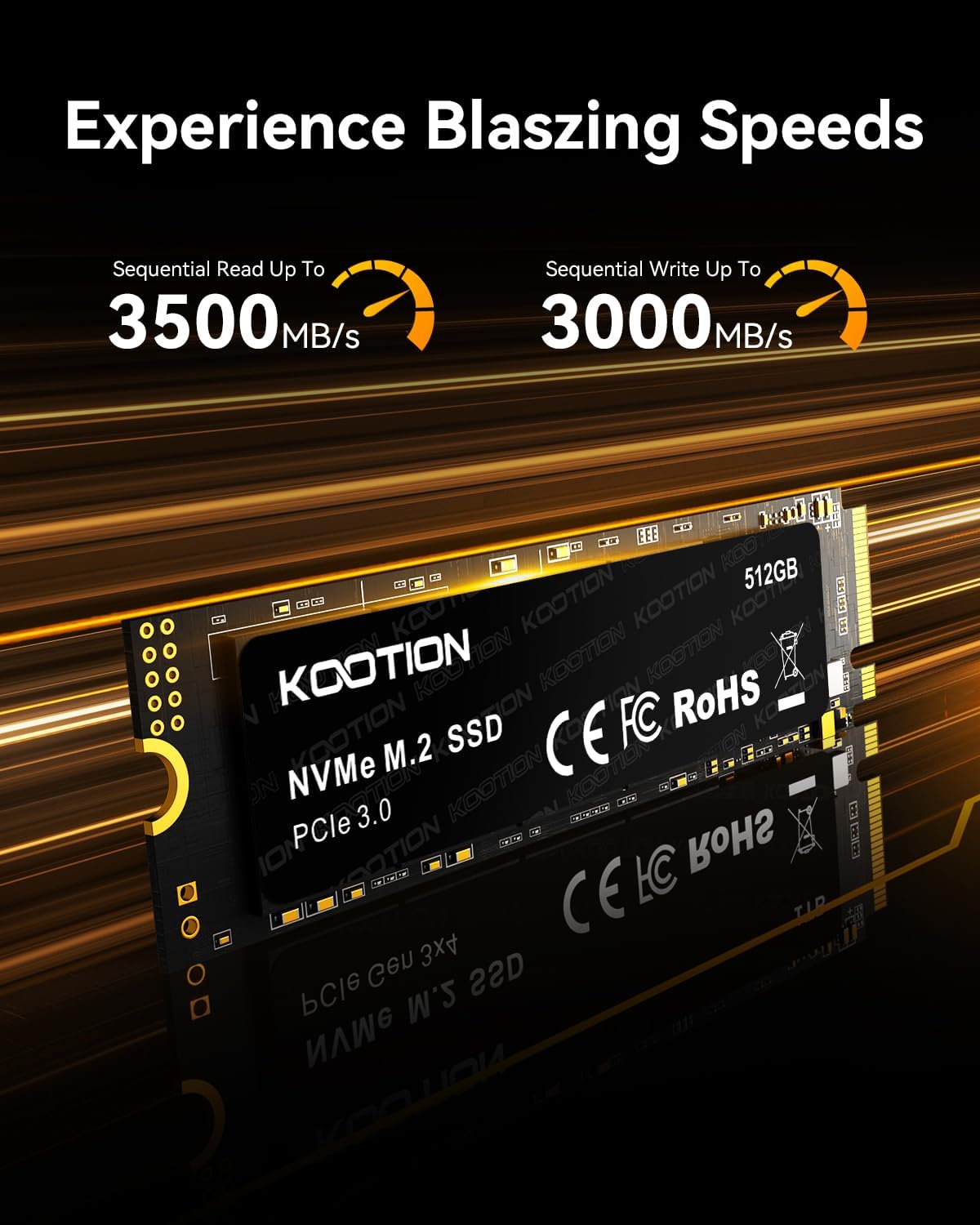 KOOTION 512GB PCIe 3.0 M.2 Internal Solid State Drive PCle 3.0x4 SSD NVMe M.2 2280 Internal SSD Up to 3500MB/s PCIe Gen 3 NVMe SSD Less Heat Large Storage M.2 Internal Solid State Hard Drive for PC