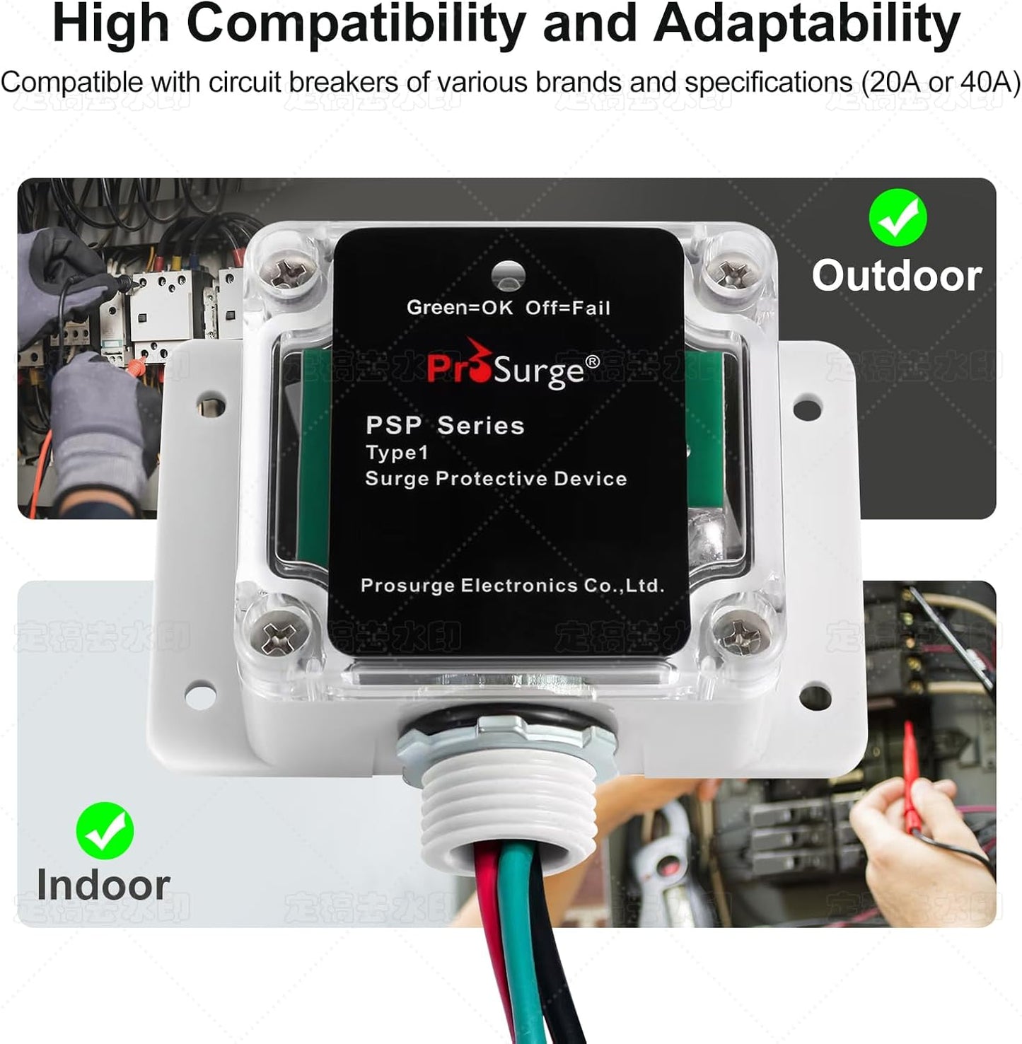 Whole House Surge Protection Device,Outdoor or Indoor,Single-Phase,3-Wire for 120/240V, 50KA(Surge Capacity per Phase),UL Listed
