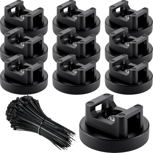 Yookeer 60 Pieces Magnetic Zip Tie Mount Multipurpose Cable Holder Magnets Magnetic Wire Management Bases with Heavy Duty Zip, Mount Nylon Cable Ties in Total (31mm)