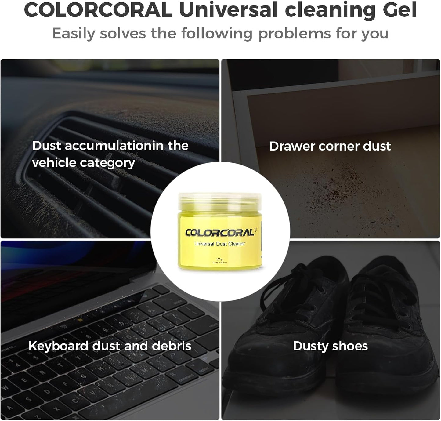 COLORCORAL Cleaning Gel Universal Dust Cleaner for PC Keyboard Car Detailing Office Electronics Laptop Dusting Kit Computer Dust Remover, Computer Gaming Car Accessories, Gift for Men Women 160g