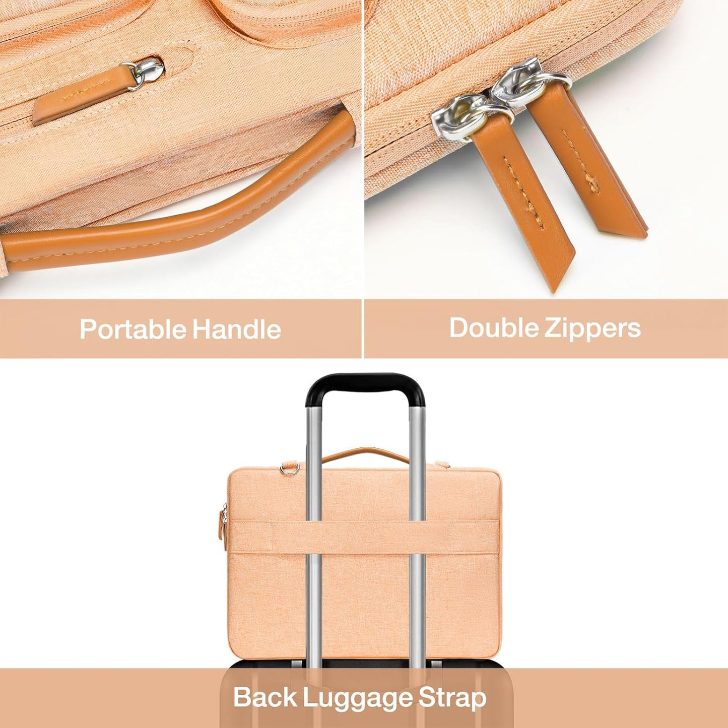 MOSISO 360 Protective Laptop Shoulder Bag,15-15.6 inch Computer Bags Compatible with MacBook Pro 16 inch, HP, Dell, Lenovo, Asus Notebook,Side Open Messenger Bag with 4 Zipper Pockets, Pastel Orange