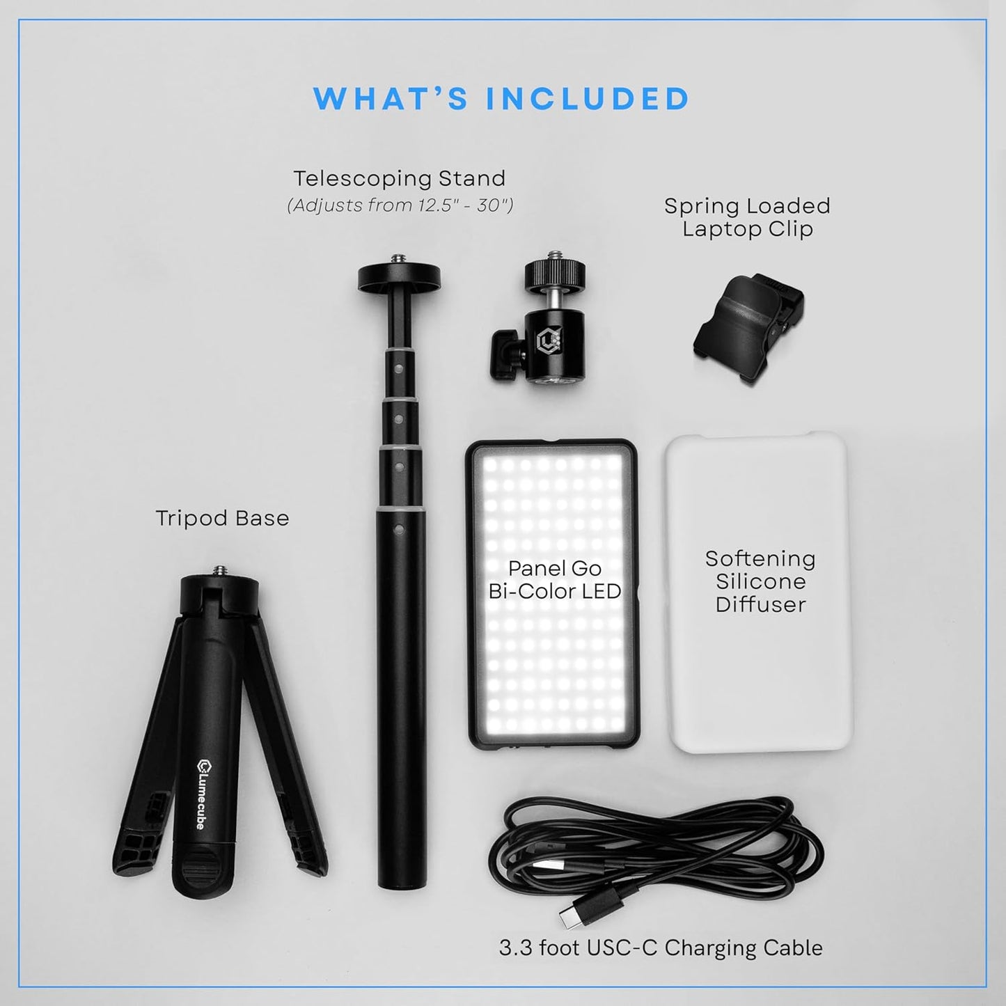 Lume Cube Broadcast Lighting Kit Live Stream Webcam Light for Computer & Laptop Enhance Video Calls Streaming & Vlogging Include Adjustable Tripod & Clip Mount Adjust Brightness & Color Temperature