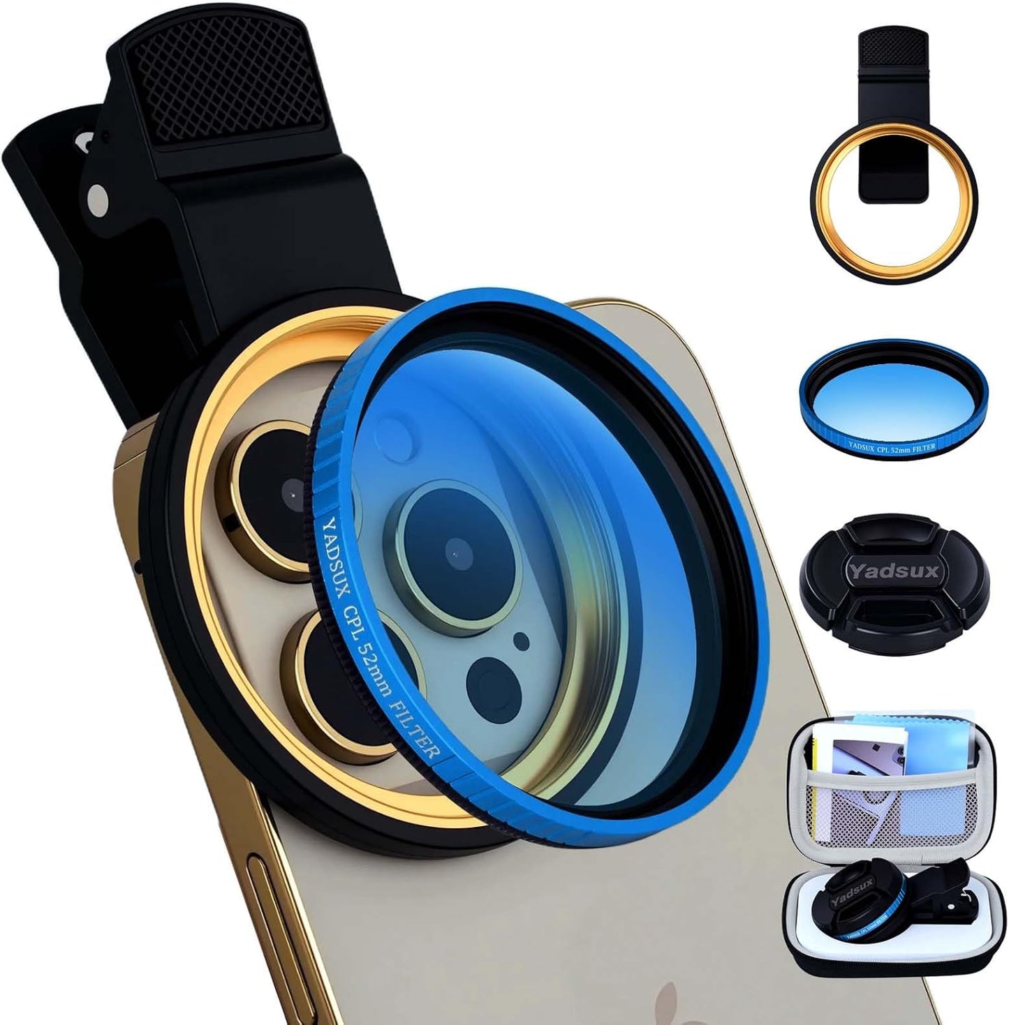 CPL Polarizer Filter, Phone Lens, 52mm Clip-on Polarizing, for iPhone 17 16 15 14 13 12 11 Pro/Pro Max Samsung BLU, Motorola, Xiaomi .Eliminate Reflections and Increase Saturation.