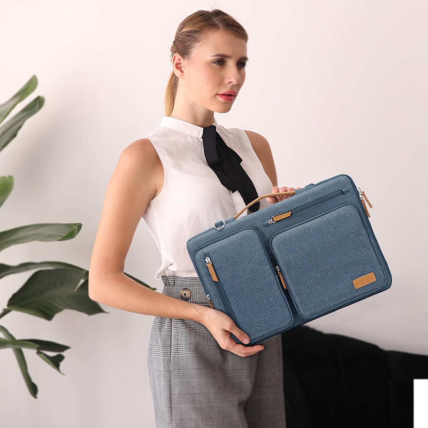 MOSISO 360 Protective Laptop Shoulder Bag,13-13.3 inch Computer Bag Compatible with MacBook, HP, Dell, Lenovo, Asus Notebook,Side Open Messenger Bag with 4 Zipper Pockets&Handle, Haze Blue