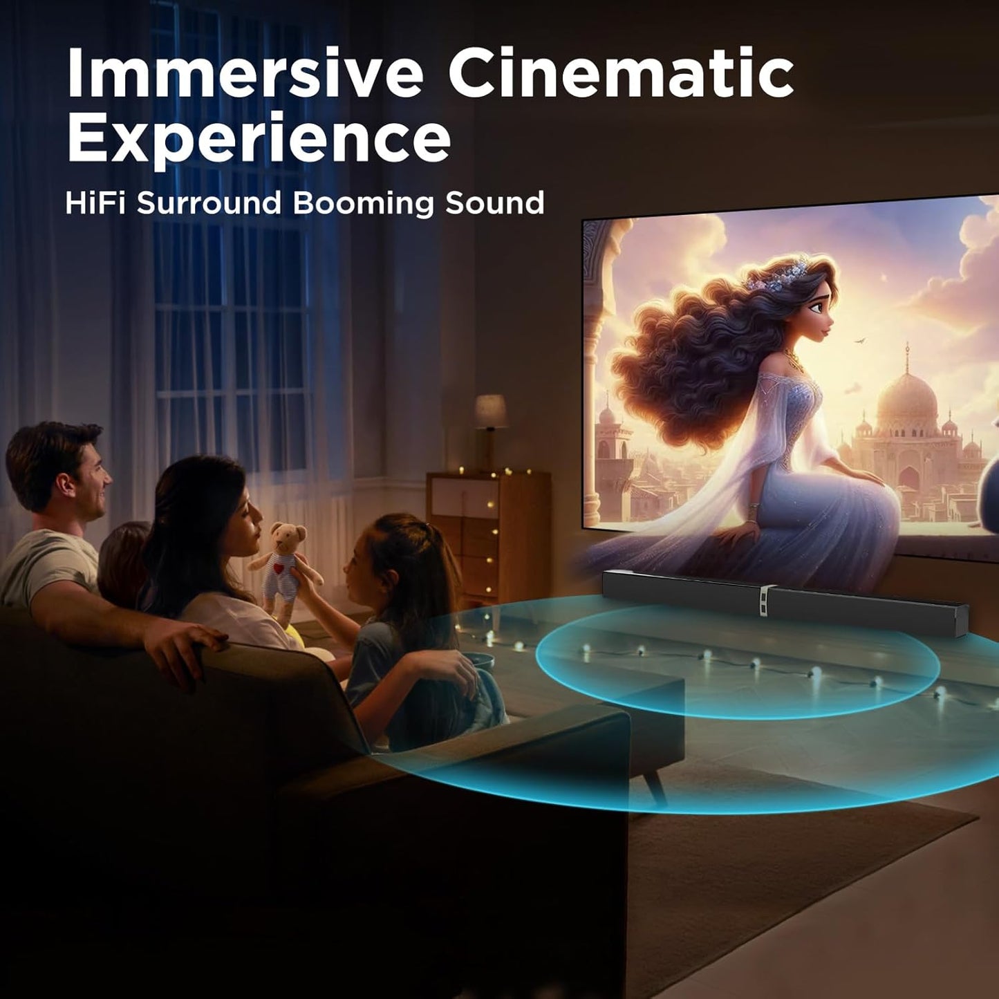 MZEIBO Sound Bar for Smart TV, 80W Bluetooth Soundbar 2 in 1 Detachable Design, Deep Bass, Home Theater Surround Sound, ARC/Optical/AUX Connections for TV/PC/Gaming/Projectors