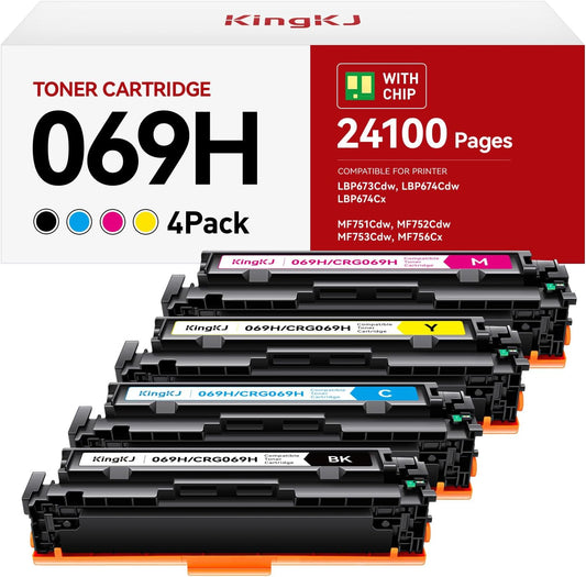 069 069H Toner Cartridge Set High Capacity 4-Pack Compatible for Canon 069H 069 for Color imageclass MF753Cdw MF751Cdw LBP674Cdw LBP674C MF750C LBP673Cdw LBP674Cx MF752Cdw MF756Cx Printers lnk Black