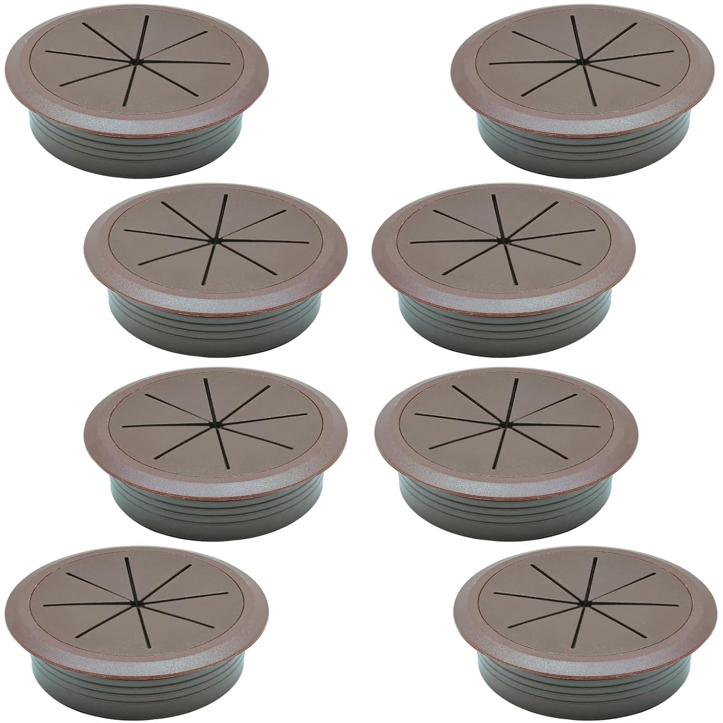 Desk Grommet 2" (50 mm), Desk Hole Cover for Cables Coffee, Cable Grommet ABS Plastic, Desk Hole Grommet for Office and Home Table Cable, Detachable & Flexible Cable Cord Organizer-8 Pcs