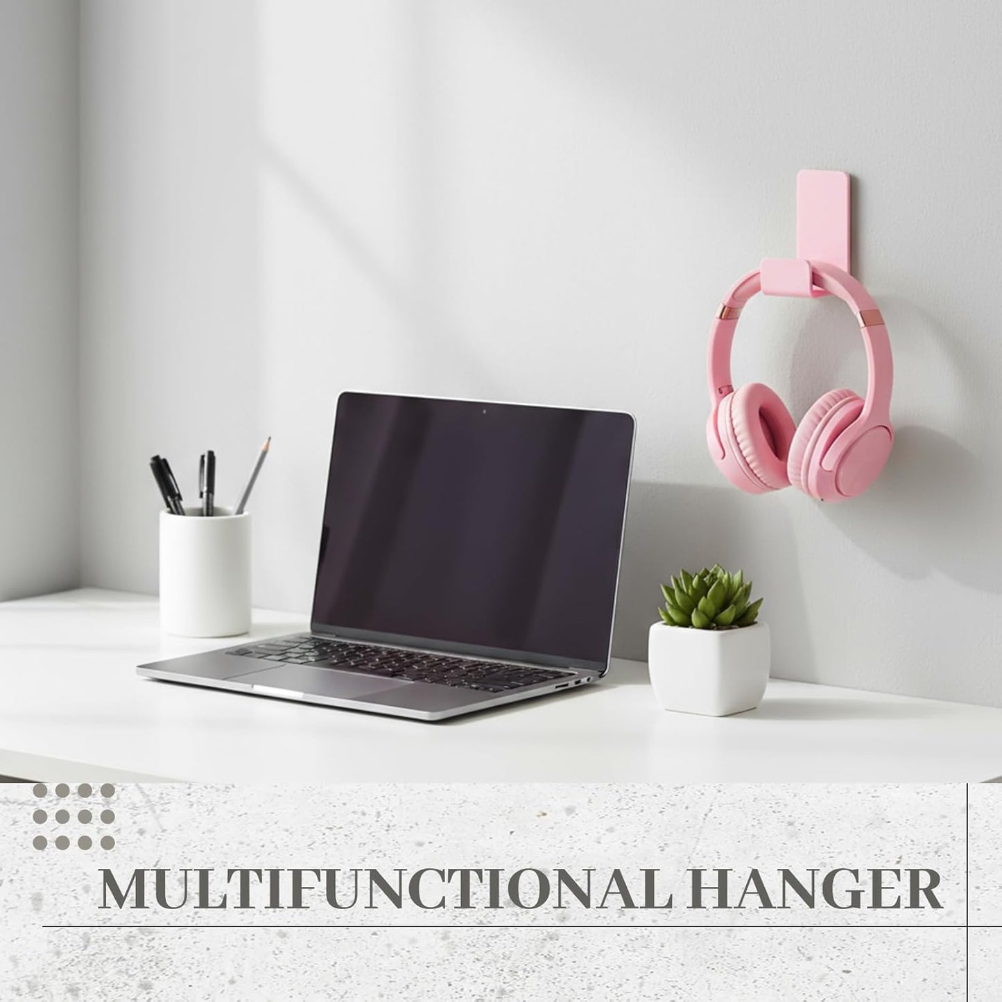 Weewooday 4 Pieces Headphone Hanger Holder Desk Adhesive Headphone Hook Wall Mount Headset Stand Acrylic Holder with Glues for General Purpose Game Earphone (Pink)