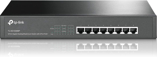 TP-Link 8 Port Gigabit PoE Switch | 8 PoE+ Ports @126W | Plug & Play | Limited Lifetime Protection | Desktop/ Rackmount | Prioritized Power Supply | Sturdy Metal | Shielded Ports (TL-SG1008MP)