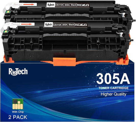 305A Black Toner Cartridge,Compatible for HP 305X CE410A CE410X for HP Laserjet Pro 400 Color M451dn M451nw M475dn M475dw M451dw M375nw Pro 300 M375nw M451 M475 M351 Printer, ( 2 Pack )