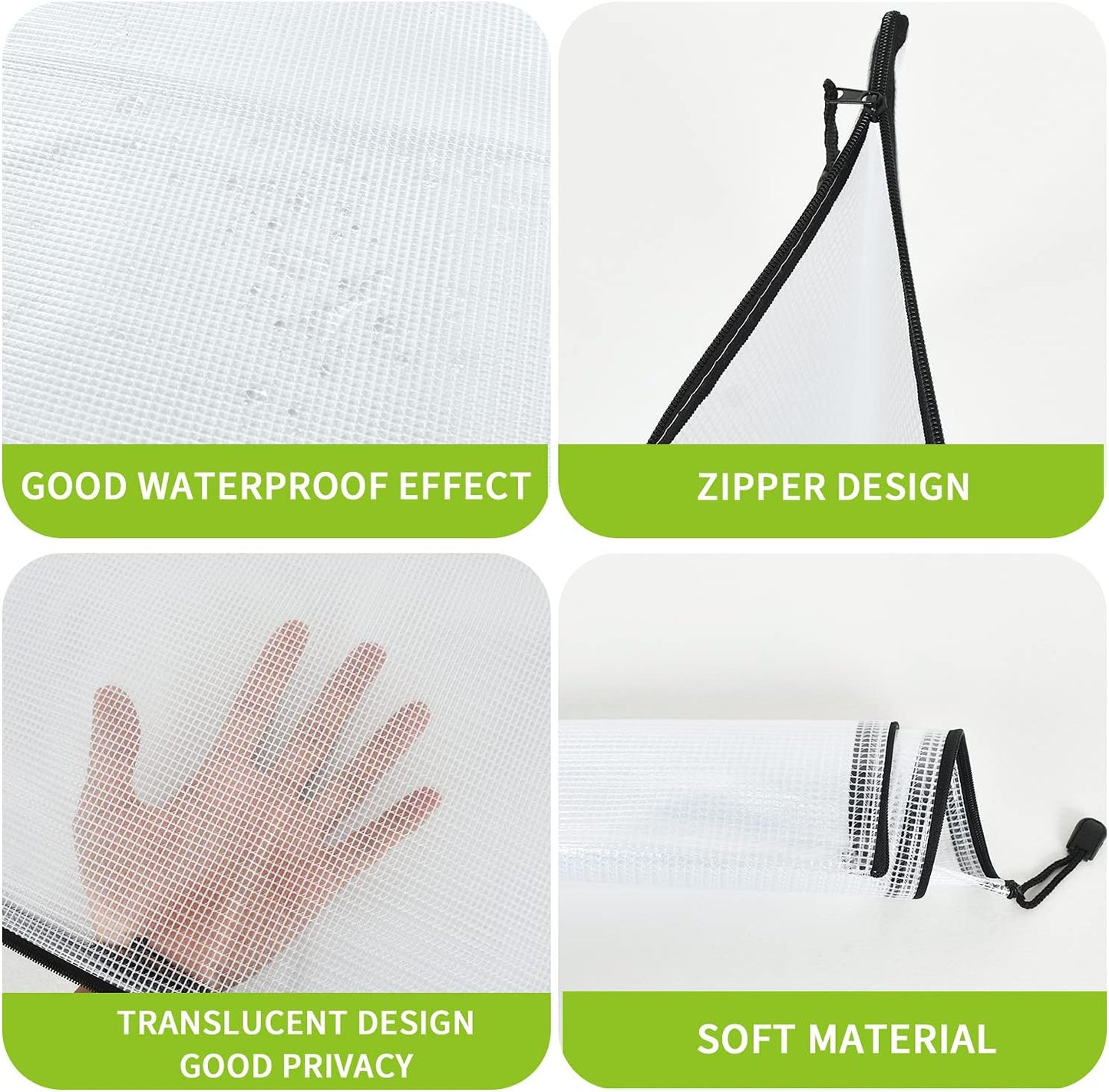 Vuzvuv 22Pcs A3 Size-16.9"x 12" Large Mesh Zipper Pouch with Label Sticker, Plastic Document Mesh Bag for File Board Game School Office Home Travel Storage（43cm30cm）