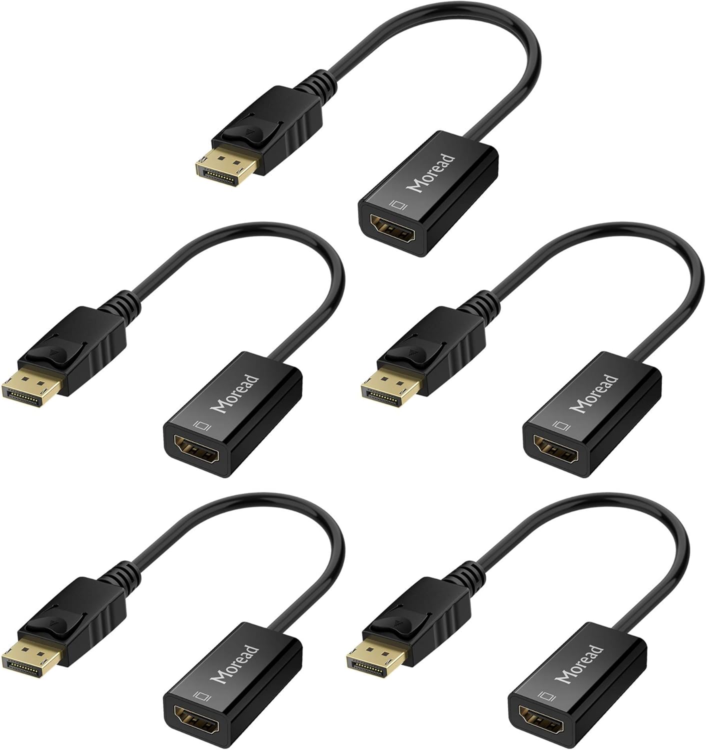 4K DisplayPort (DP) to HDMI Adapter, 5 Pack, Uni-Directional Gold-Plated Display Port Computer to HDMI Screen Converter (Male to Female) Compatible with HP, Dell, Lenovo & More, Passive - Black