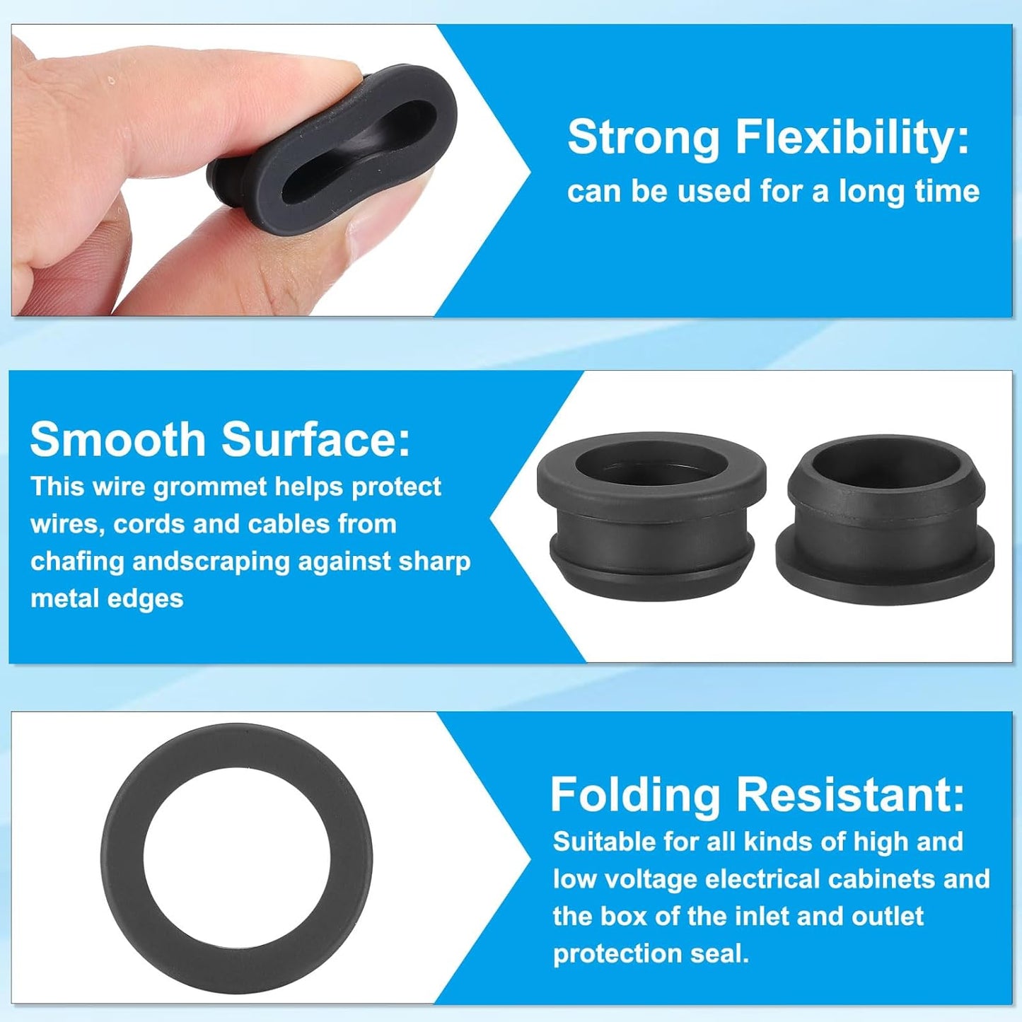 PATIKIL 24mm / 15/16 Inch Drill Hole,3/4 Inch ID Rubber Grommets, 3Pcs Top Hat Grommet for Wiring Eyelet Ring Gasket Automotive Firewall Cable Hole Plugs Wires Protection, Black