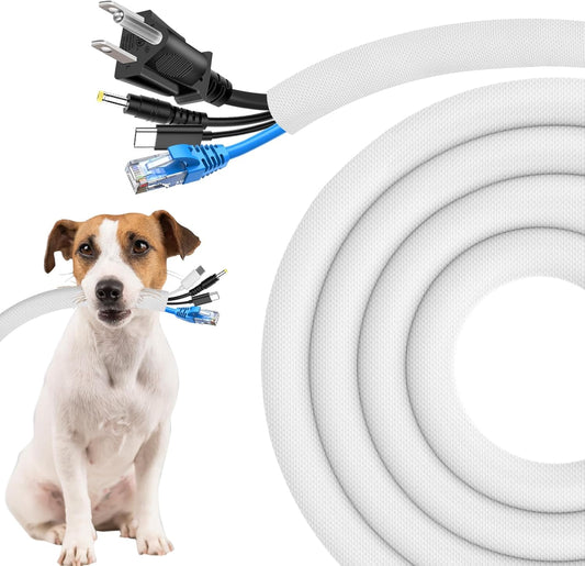 Secbolt Cord Protectors from Pets No Chew, 10ft - 1/2 inch Ultra Durable Cord Covers for Pets, Bite-Resistant Cable and Wire Protector for Cats, Dogs, Rabbits - White