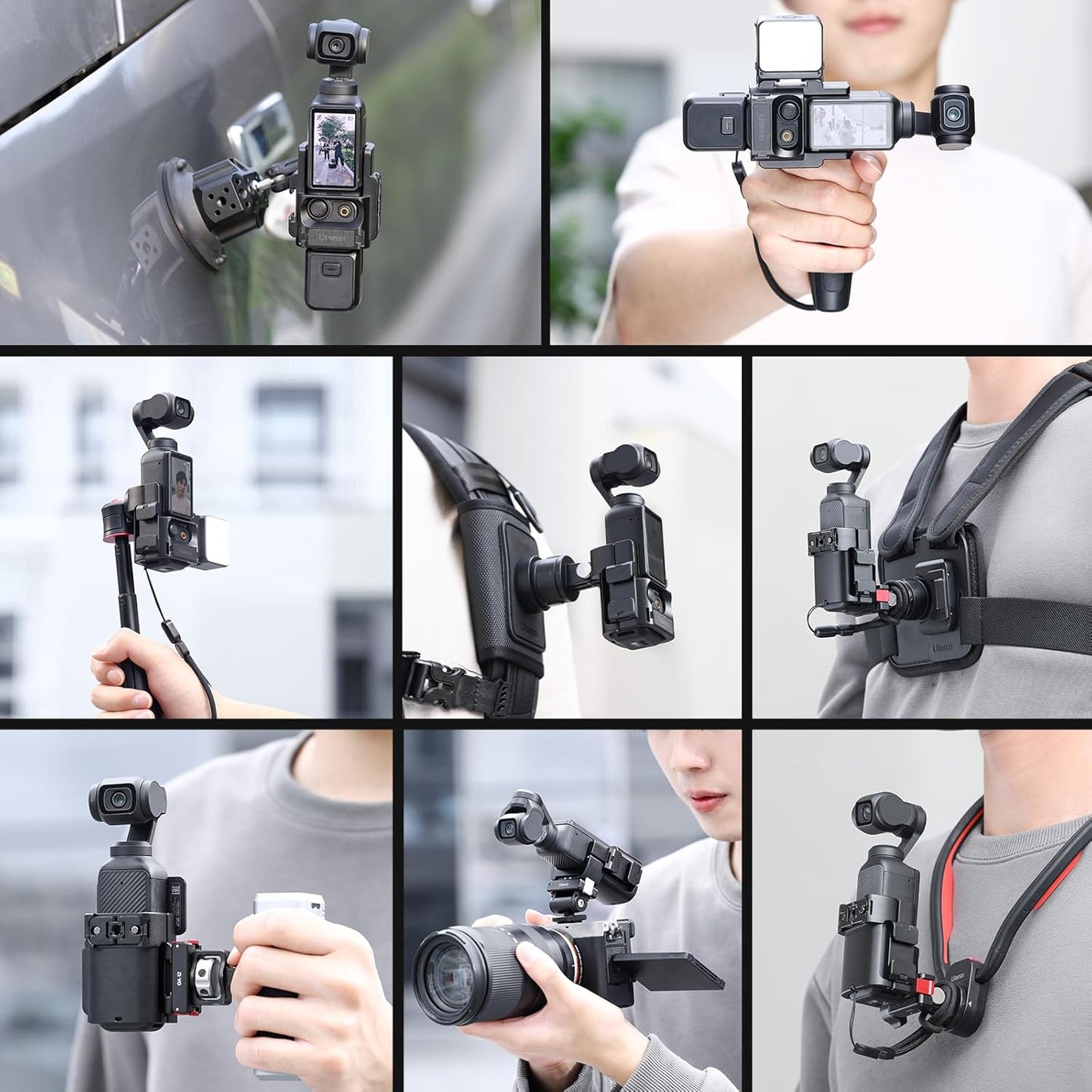 ULANZI PK-06 Expansion Adapter Accessories for DJI Osmo Pocket 3 - Aluminum Protective Cage Metal Bracket Mount with 1/4 Screw Holes/Gopro Adapter/Cold Shoe/Osmo Action Quick-Release