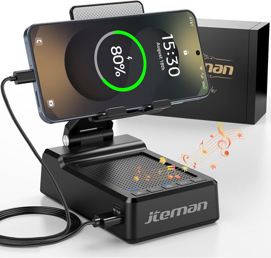 JTEMAN Gifts for Men Women,Adjustable Cell Phone Stand with Bluetooth Speaker and Charging Function,Cool Tech Gadgets Gift Idea for Dad Mom Birthday