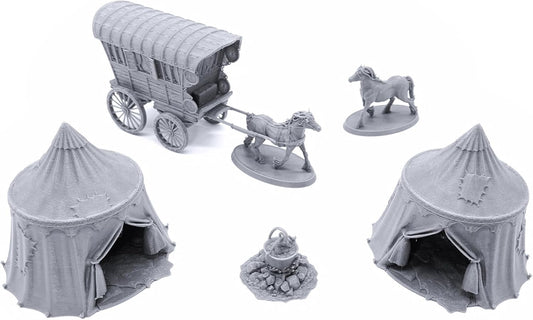 EnderToys Traveler's Camp I by Printable Scenery, 3D Printed Tabletop RPG Scenery and Wargame Terrain 28mm Miniatures