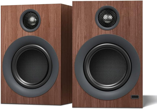 Bluetooth Bookshelf Speakers, 75W Powered Active Speaker with 4 Inch Woofer, HiFi Speaker with aptX Bluetooth USB for Home, Studio, Gaming, Set of 2, Bronze