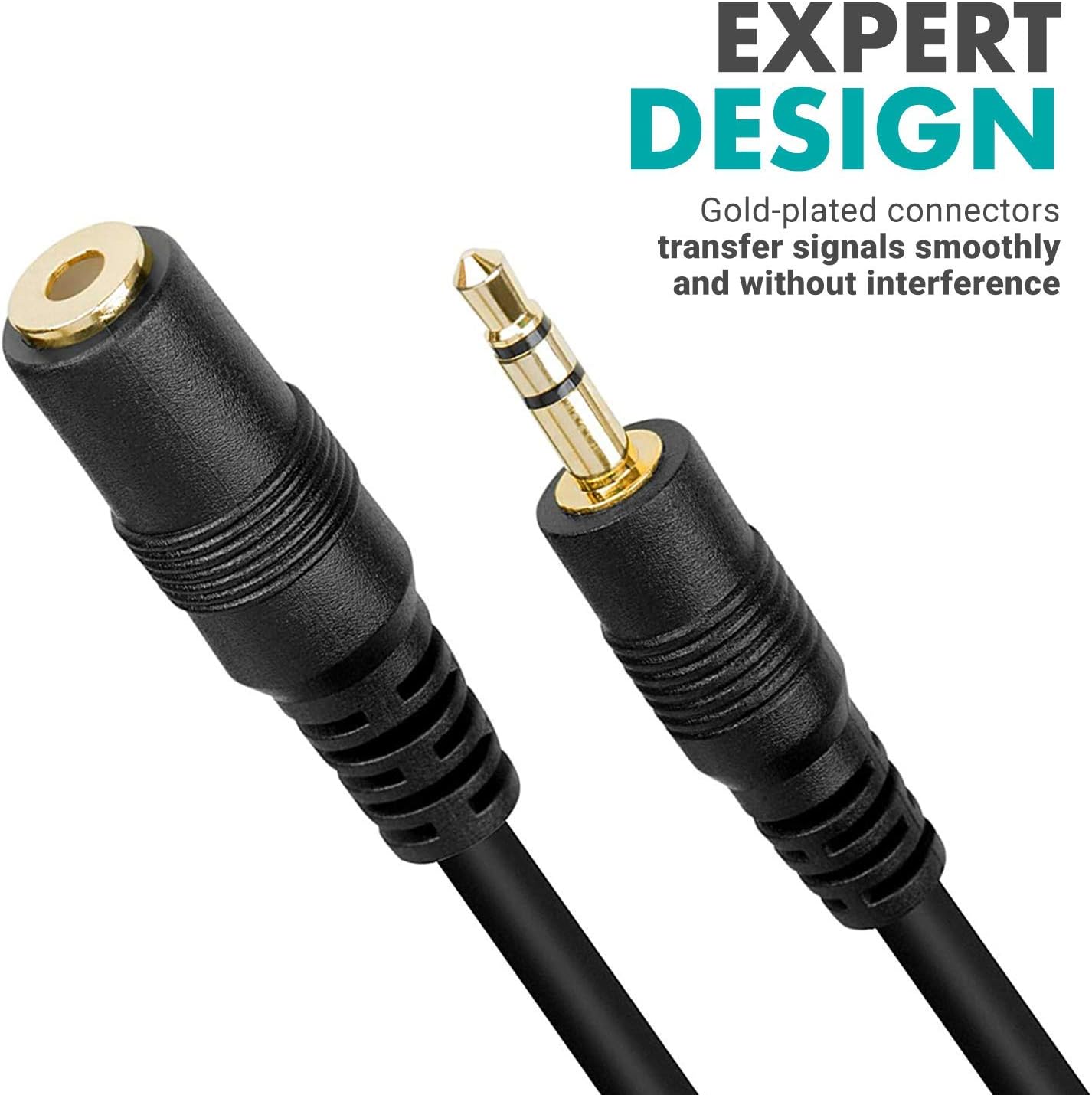Movo MC20 3.5mm Audio Cable - 3.5mm TRS Female to Male 20ft Extension Cord for Microphones, Headphones, and More