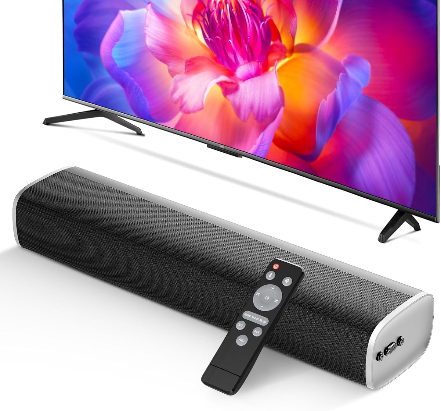 MZEIBO TV Sound Bar, Sound Bars for Smart TV Bluetooth 5.0 Soundbar 50W 17Inch Soundbars with ARC/Optical/AUX Connection Surround for Home Theater Audio