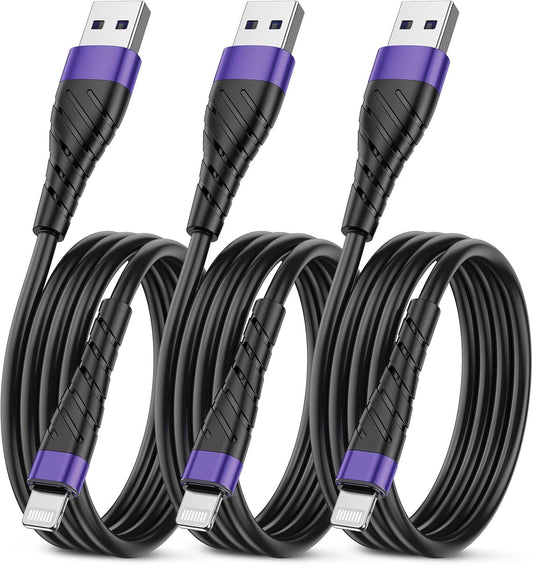 OIITH MFi Certified for iPhone Charger Cable 3 Pack 3 Ft, for Lightning Charging Cord, Fast 2.4A for iPhone USB Cord Compatible with iPhone12/11/XS/Max/XR/X/8/8P/7P/6/iPad - Purple
