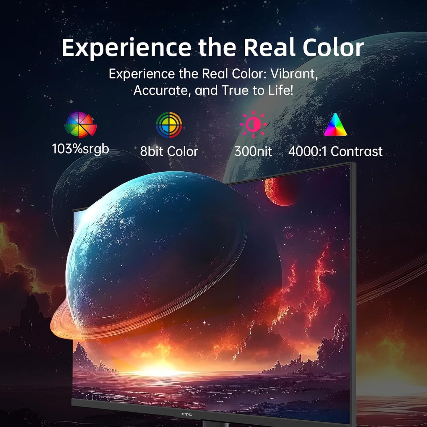 KTC 24 inch Monitor - 1080P Monitor, 100Hz FreeSync Gaming Moniter with HDR10,VESA Mountable, Adjustable Tilt, ZeroFrame Design, HDMI,VGA,Earphone Ports, PC Monitors for Office