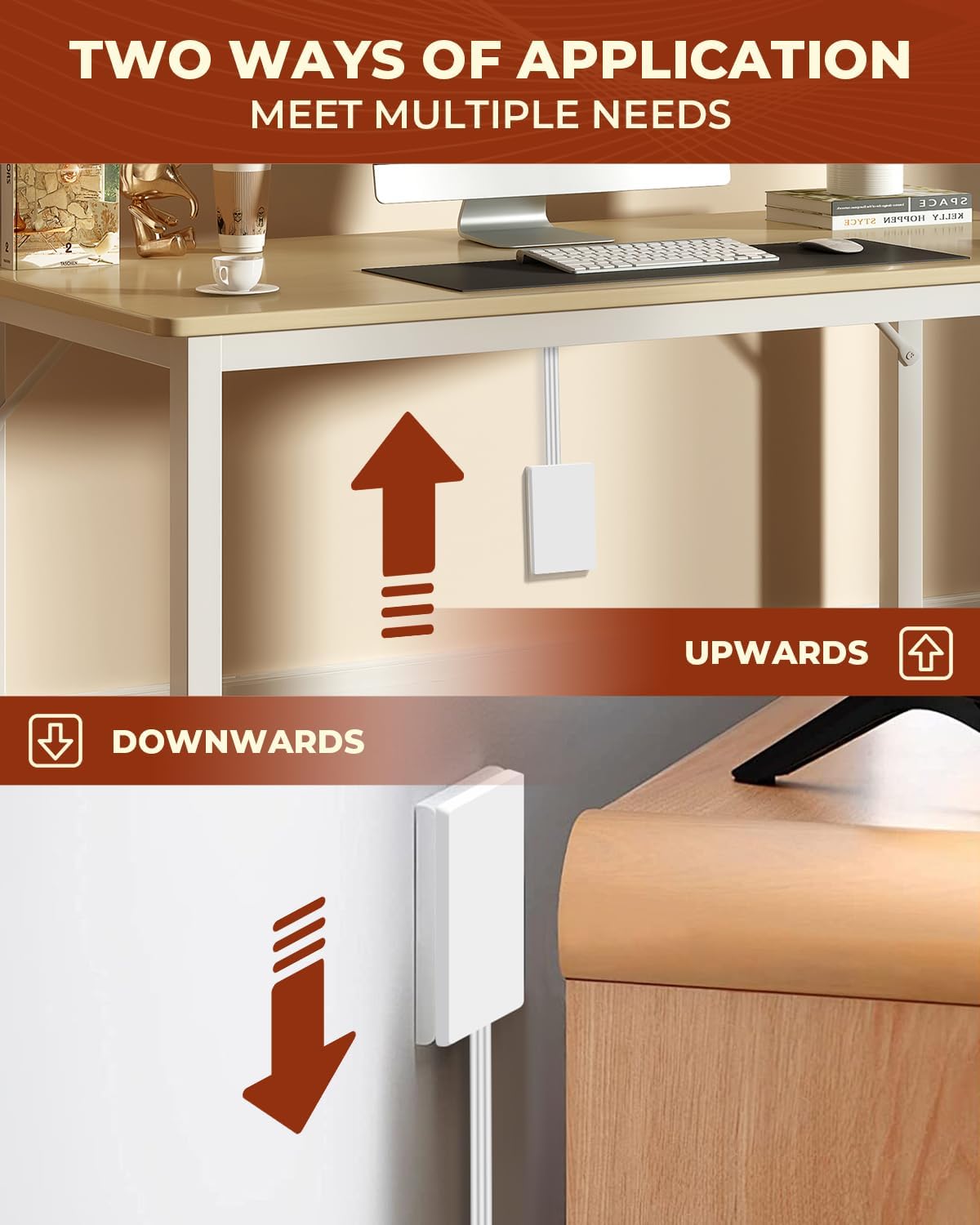 Saker Outlet Concealer Power Strip, 8ft Ultra-Thin Extension Cord with 3 Outlets,1625W, Low-Profile Flat Plug, Wall-Hugging Design for Home, Office, and TV Setup (8ft)