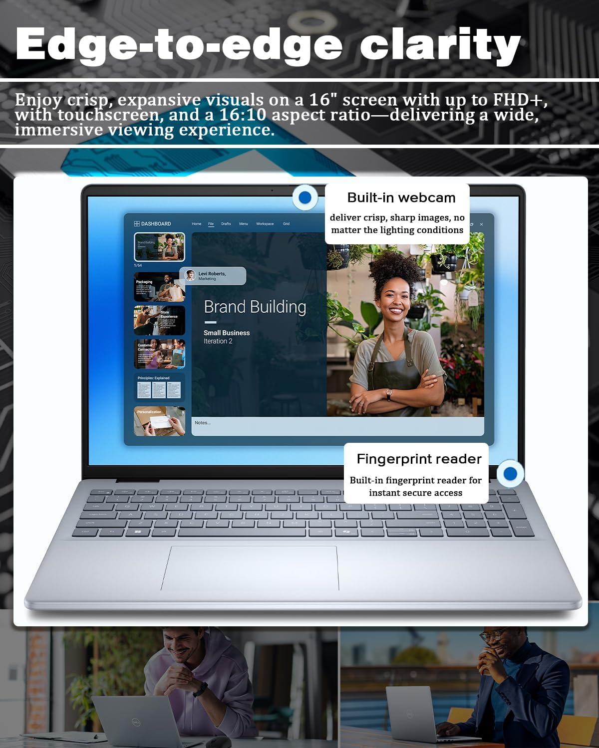 Dell Inspiron 16 Business Laptop - 16'' Touchscreen FHD+ Dsiaplay, Intel 10-Core 7 150U(Up to 5.4GHz) Express Charge, Backlit Keyboard, Windows 11 pro, Fingerprint (64GB RAM | 1TB SSD