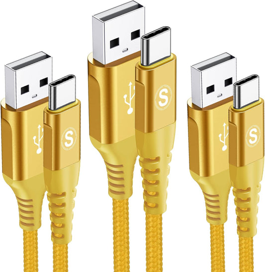 sweguard USB Type C Charger Cable [3-Pack,10ft+6.6ft+3.3ft] iPhone 16 Charger Nylon Braided Cord for iPhone 16 15 Pro Max Plus Samsung Galaxy S25 S24 S23 S22 S21 S20 S10 Note 20 10 A54 Pixel LG Moto