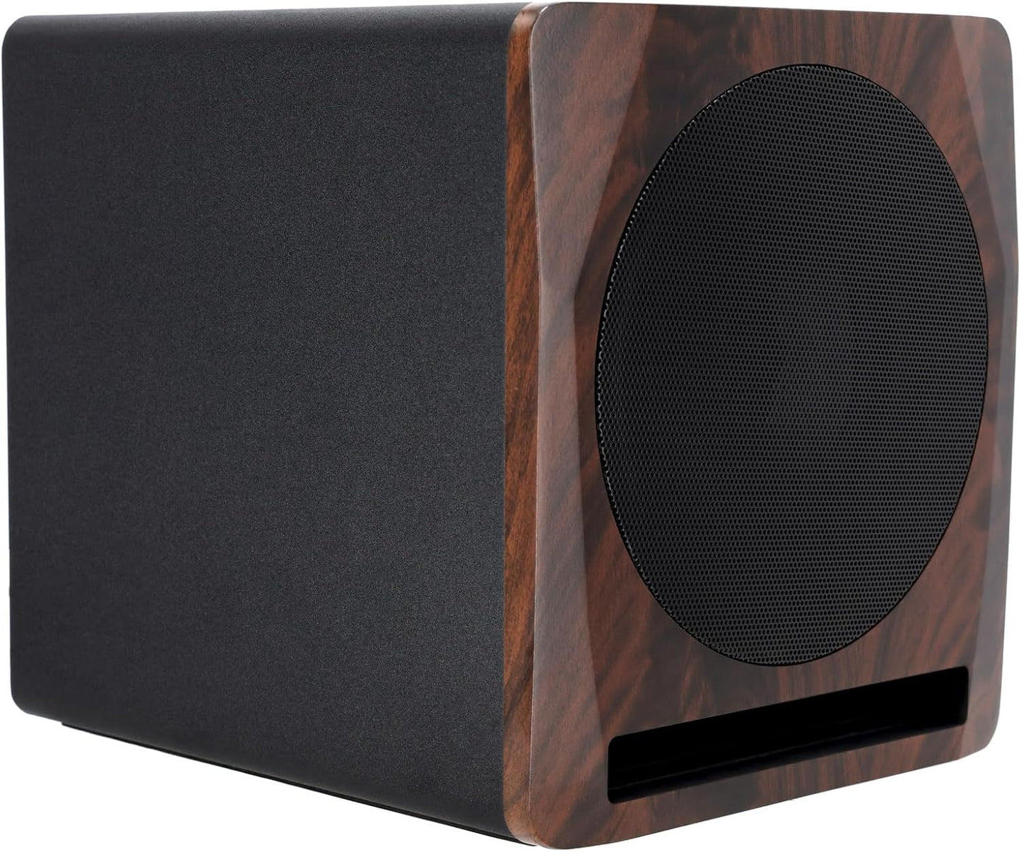 Rockville APM10D Active Studio Subwoofer in Dark Wood, 10", 400W, MDF Wood, RCA/XLR/Optical, Front-Firing Port, Perfect for Studios and Music Production