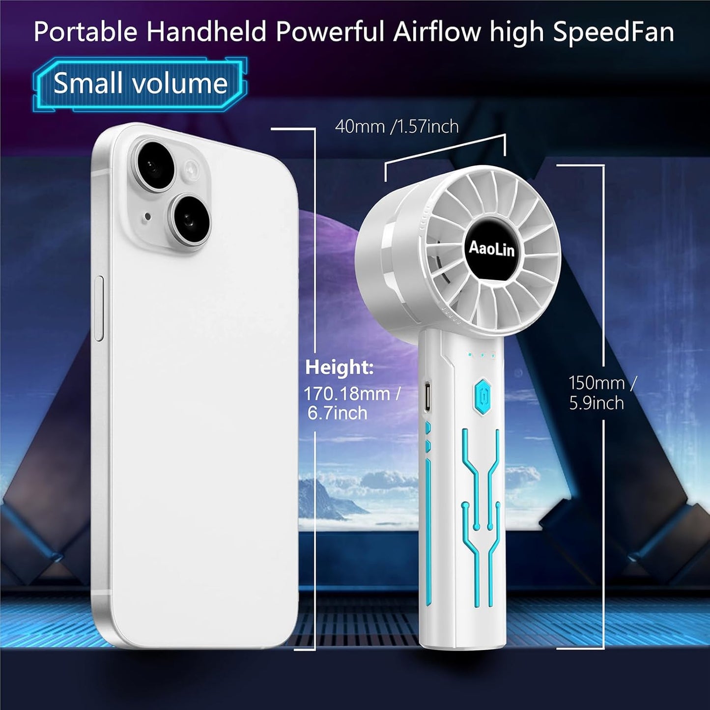 2PCS Portable High-Speed Mini Handheld Fan, USB Rechargeable Neck Personal Mini Fan(7000 Rpm High-Speed Motor, Lasts 4-16 Hours) 4-Speed Powerful Wind Fans For Summer Outdoor Traveling, Gifts For Kids