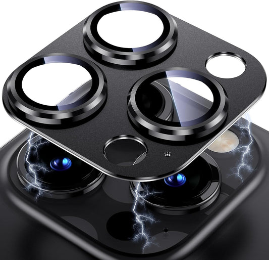 Uyiton for iPhone 13 Pro/iPhone 13 Pro Max Camera Lens Protector, [Strong Adsorption] [Drop Protection] Metal Ring Tempered Glass Rear Camera Screen Cover - Graphite