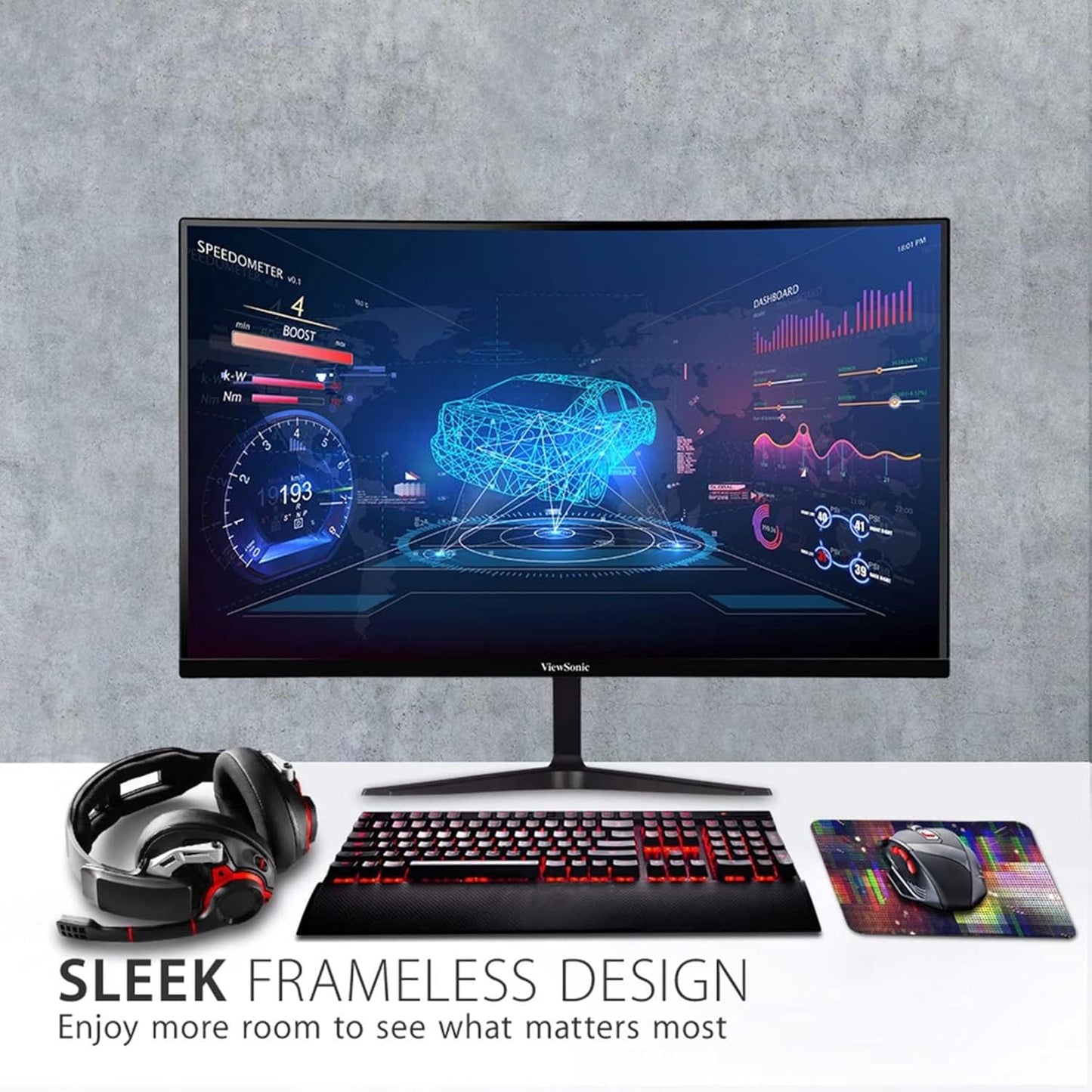 ViewSonic VX2718-PC-MHD 27 Inch Curved 1080p 1ms 180Hz Gaming Monitor with FreeSync Premium, Eye Care, HDMI and Display Port