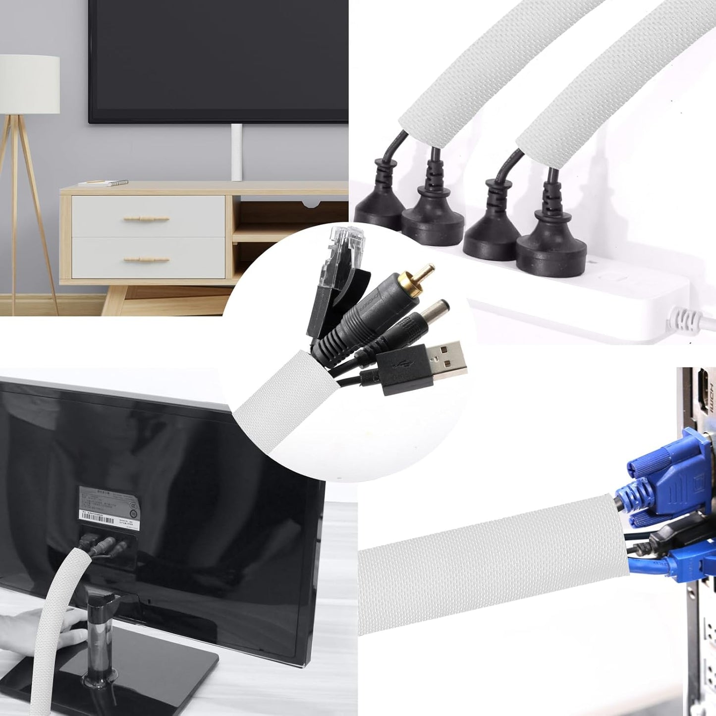 Secbolt Cord Protectors from Pets No Chew, 10ft - 3/4 inch Ultra Durable Cord Covers for Pets, Bite-Resistant Cable and Wire Protector for Cats, Dogs, Rabbits - White