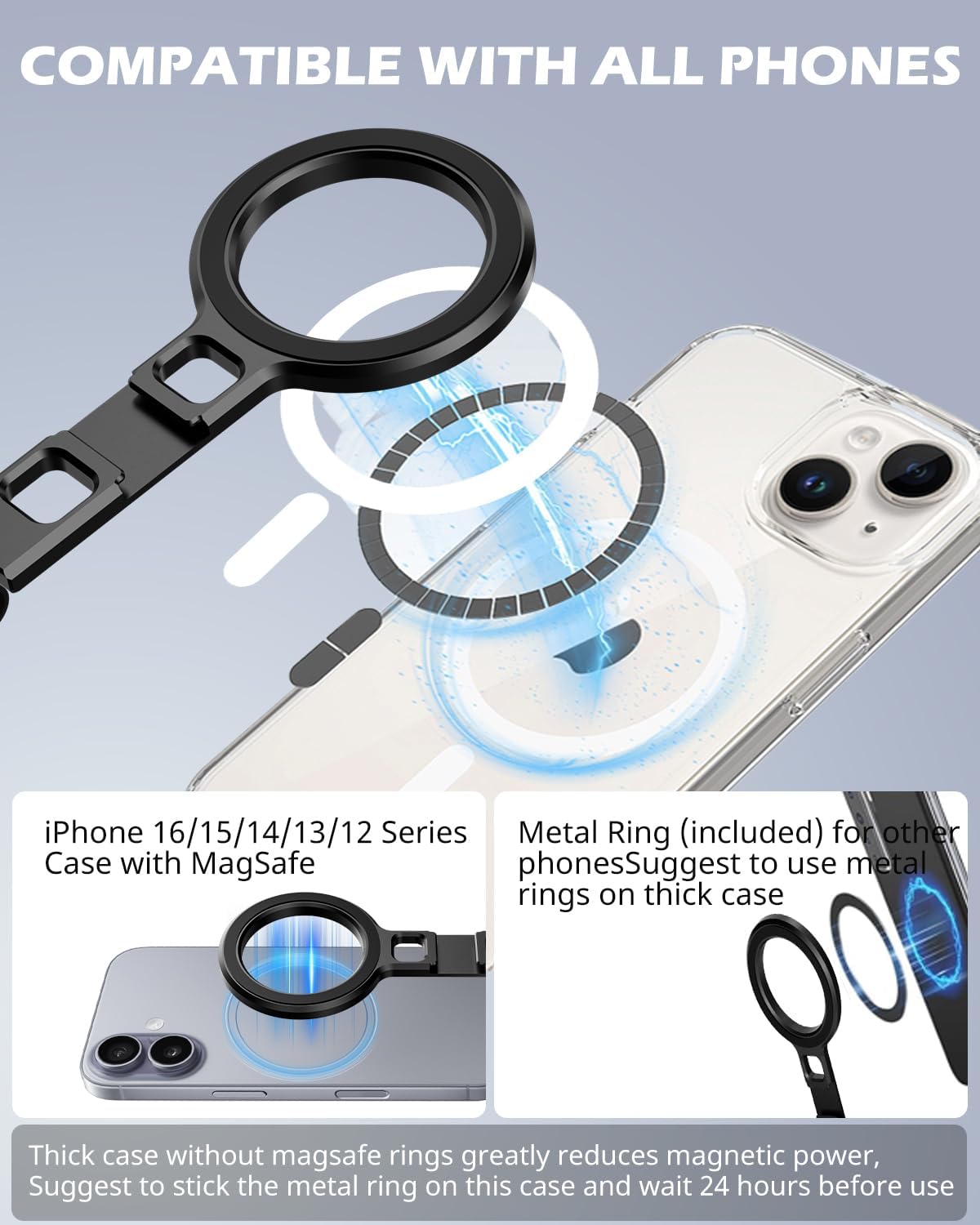 UBeesize 2-in-1 Magnetic Phone Tripod for iPhone–MagSafe Mini Stand & Universal Tripod Mount, Foldable Pocket Aluminum Phone Holder for iPhone 16/15/14/13/12 Series, Desktop & Travel Use