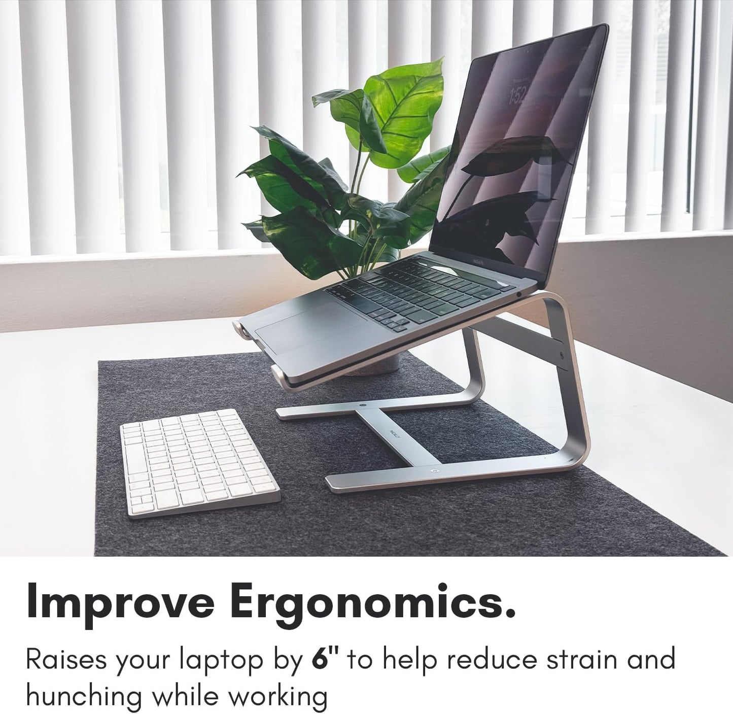 Macally Aluminum Laptop Stand for Desk - Works with All MacBook/Pro/Air & Laptops Between 10” to 17.3” - Sleek and Sturdy Laptop Riser - (ASTAND), Silver Aluminum