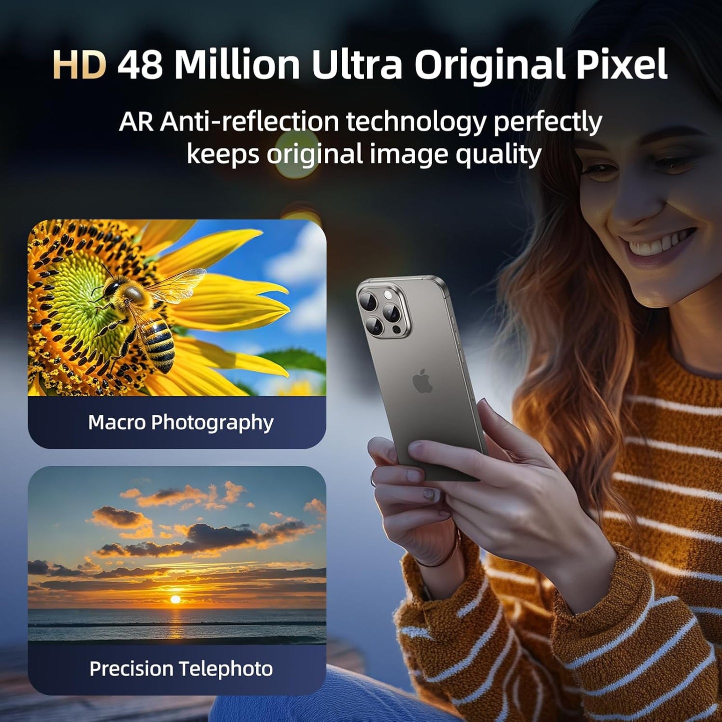 Compatible with iPhone 16 Pro Camera Lens Protector,[Shatterproof] [Strong Adsorption][AR Anti-Reflection] 9H Metal Aluminum Alloy Tempered Glass Camera Cover,Titanium