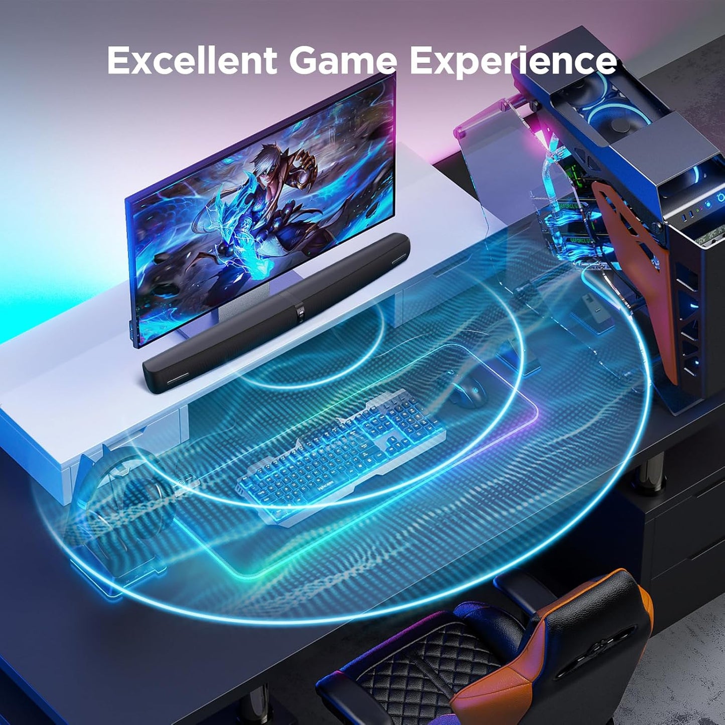 Sound Bar for Smart TV,90W Soundbar with Bluetooth/ARC/Optical/AUX Connect, Auto Volume Boost, 3 Customizable Equalizer Modes, 2 in 1 Detachable Soundbar for TV/PC/Gaming/Projectors