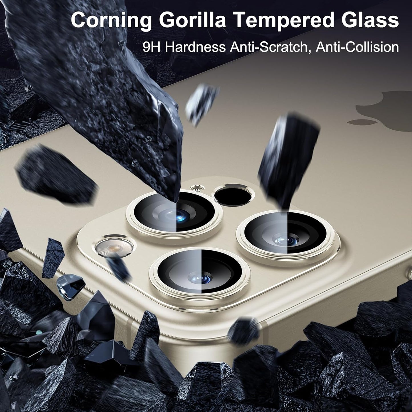 Esanik 2 Pack for iPhone 15 Pro/iPhone 15 Pro Max Camera Lens Protector (Natural Titanium)