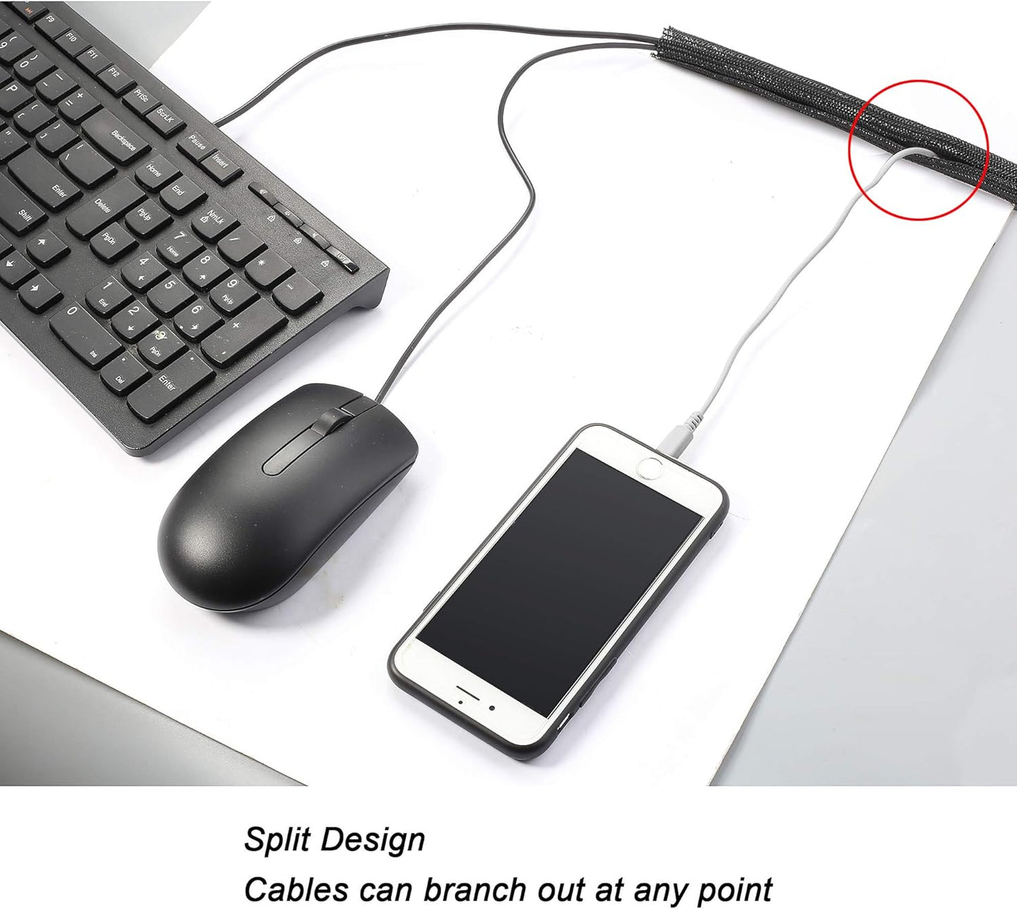 CrocSee 25ft - 1/2 inch Braided Cable Management Sleeve Cord Protector - Self-Wrapping Split Wire Loom for TV/Computer/Home Theater/Engine Bay - Black