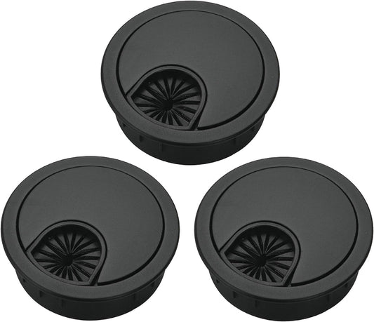 3 Pcs Satin Nickel Metal Cable Grommet, Zinc Alloy Desk Table Grommet Cable Cord Hole Cover for Home and Office, Fits 2inchs Hole 50MM Black
