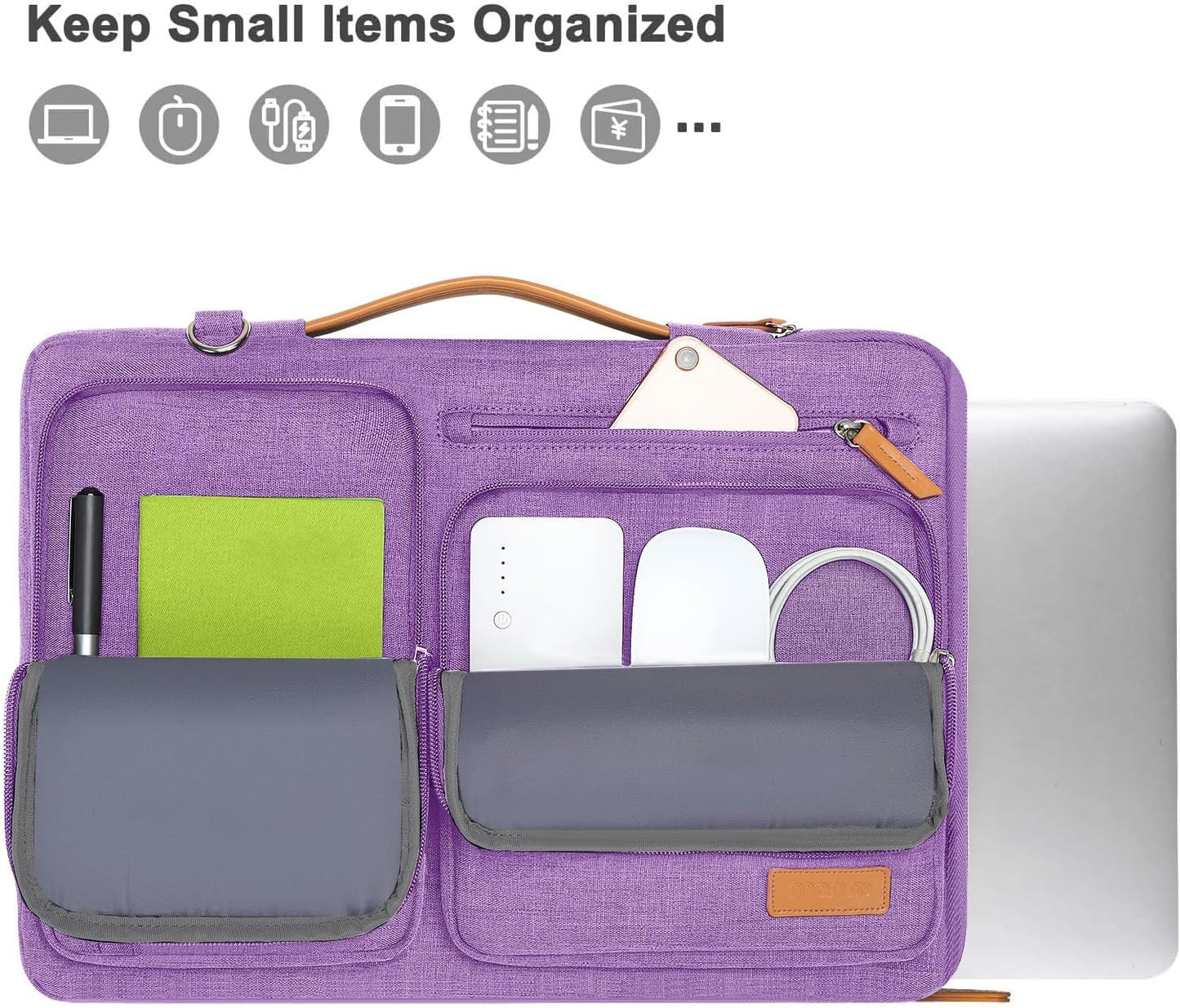 MOSISO 360 Protective Laptop Shoulder Bag,17-17.3 inch Computer Bag Compatible with MacBook, HP, Dell, Lenovo, Asus Notebook,Side Open Messenger Bag with 4 Zipper Pockets&Handle, Lilac