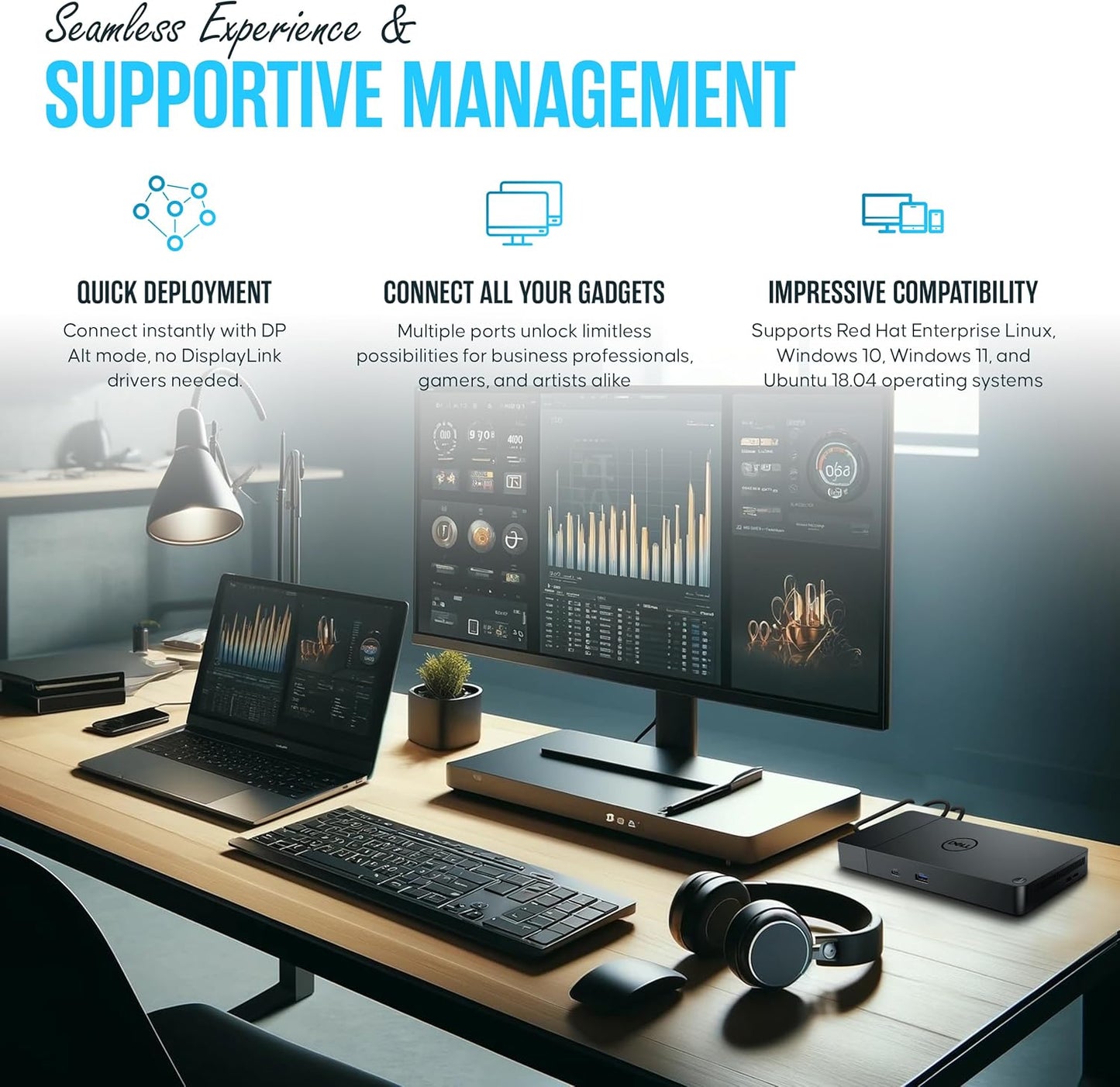 WD19S Dell Docking Station Dual Monitor - Dock Station with 180W + USB Type-C + HDMI + Dual DisplayPort - Ultimate Laptop Docking Station