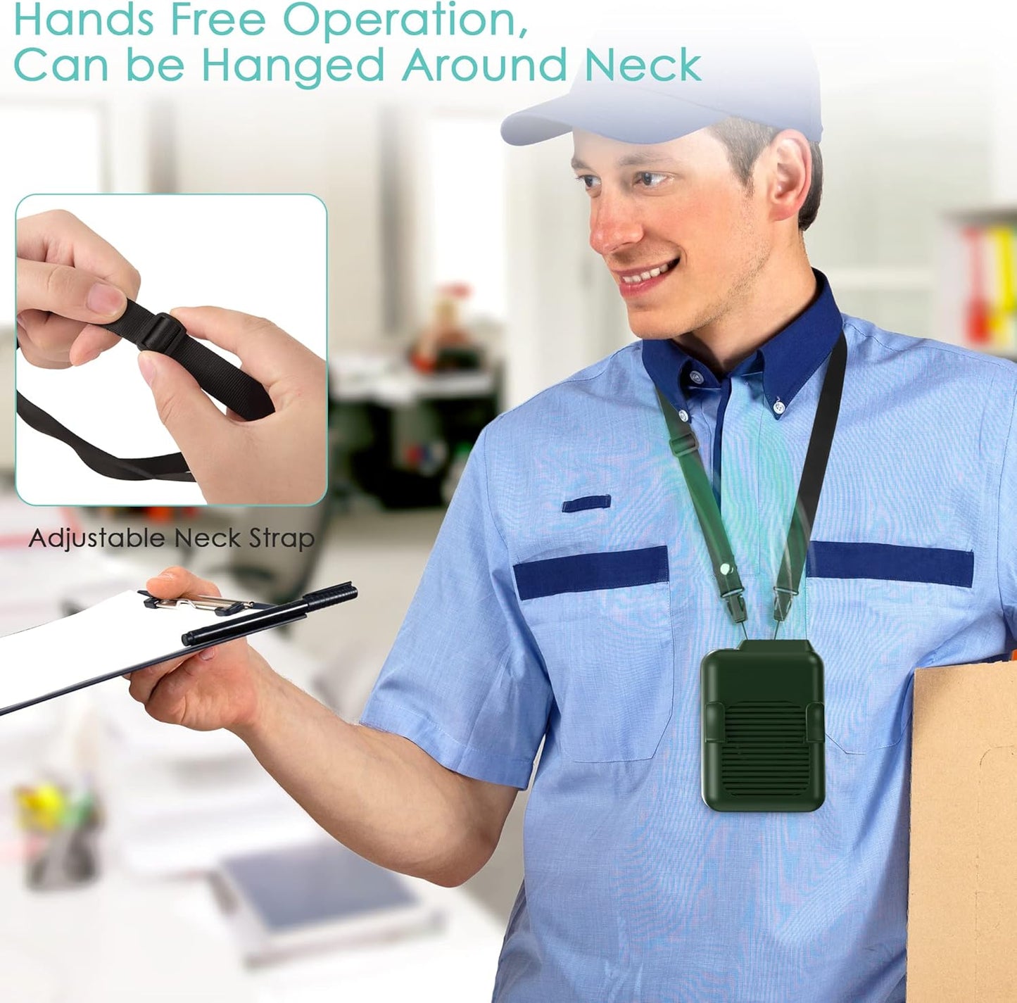 COMLIFE Portable Mini Waist Fan, 6000mAh Battery Powered Hands-free Wearable Fan With Max 23H Working Time, 3 Speeds, 5100RPM Strong Airflow for Jobsite, Farm, Fishing, Gardening And More (Green)