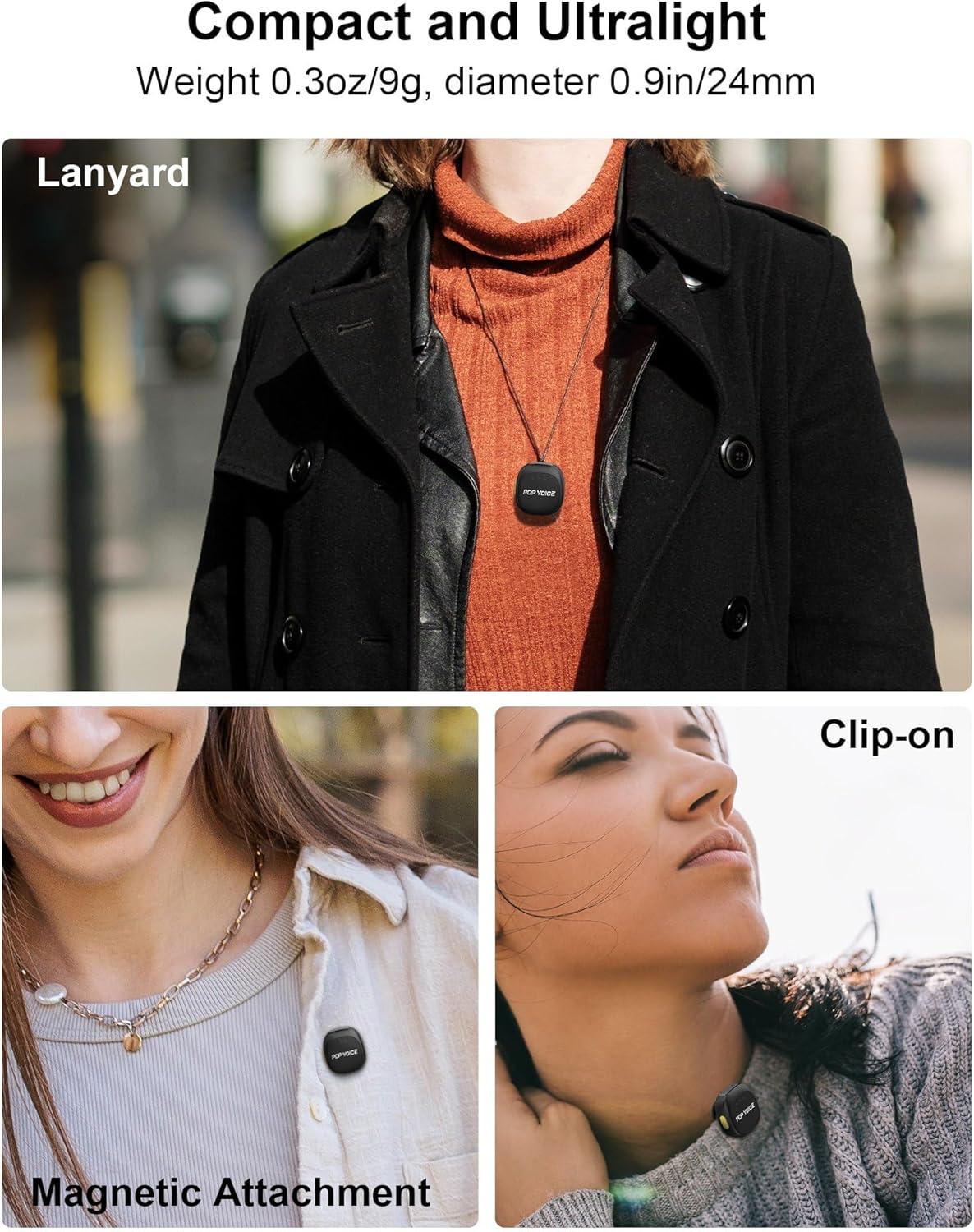 Mini Microphone for iPhone Android, Wireless Mic with 40H Battery, Noise Cancellation, 48KHz 16-Bit, 164ft Range, Magnetic & Clip on Lavalier Microphone for Video Recording, YouTube, Tiktok, Vlogging