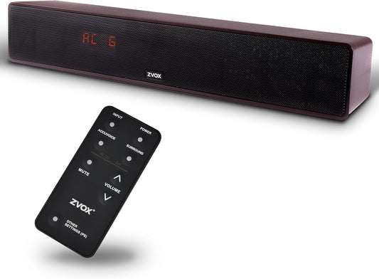 ZVOX Dialogue Clarifying Sound Bar - Patented Hearing Technology, AccuVoice TV Sound Bar with 12 Levels of Voice Boost, 17" Home Theater TV Speakers, Ideal for Smart TVs - AV157 Espresso