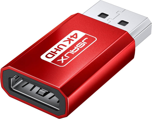 JSAUX 4K DisplayPort to HDMI Adapter 1Pack, DP PC to HDMI Monitor Converter Video UHD 2K@120Hz,4K@30 DP to HDTV Male to Female Uni-Directional Adapter Compatible with Dell, Lenovo, HP,GPU, AMD -Red