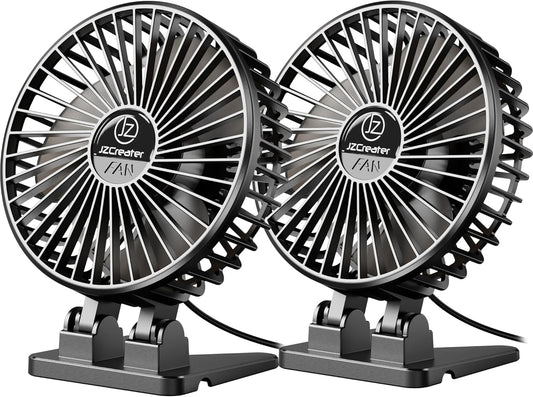 JZCreater USB Desk Fan, Mini Portable, 3 Speeds - Quiet Personal Cooling Fan for Home Desktop Office Travel Bedroom, Deep Black (2Pack)