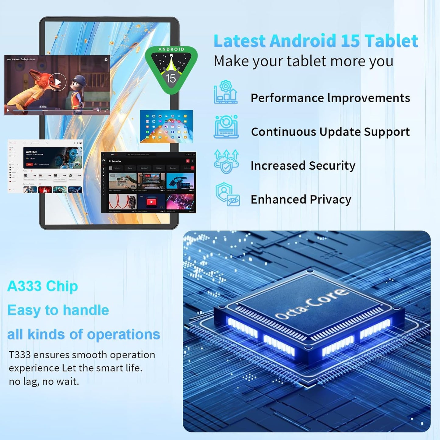 Android 15 Tablet 10 Inch, 26GB RAM+256GB ROM/2TB Expandable Tablet, 2 in 1 Tablets with Keyboard Case Mouse Stylus, 2.0GHz Octa-core CPU, IPS HD Screen, 5G WiFi BT 5.0, 8000mAh Battery (Silver)