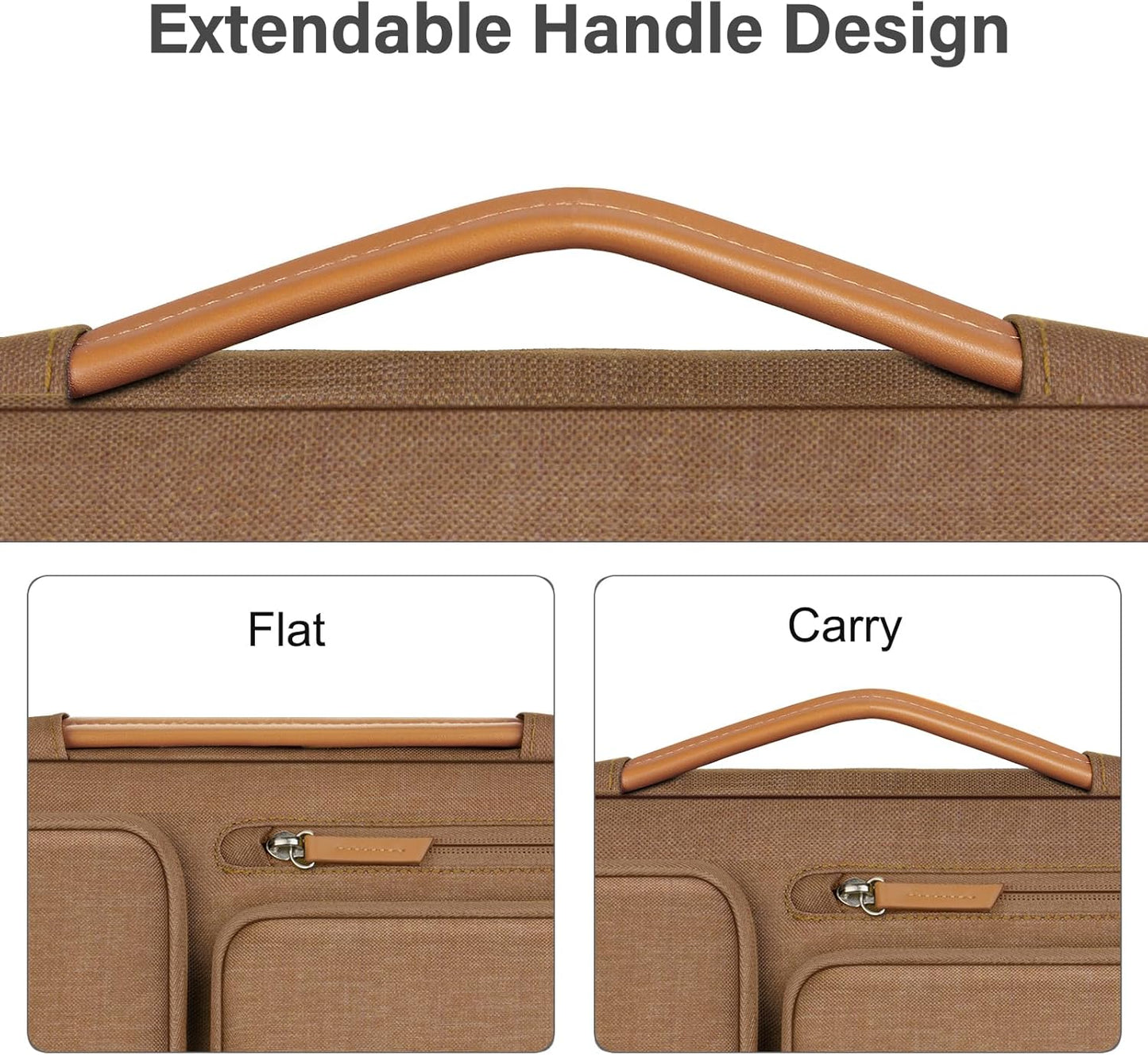 MOSISO 360 Protective Laptop Shoulder Bag,15-15.6 inch Computer Bags Compatible with MacBook Pro 16 inch, HP, Dell, Lenovo, Asus Notebook,Side Open Messenger Bag with 4 Zipper Pockets, Mocha